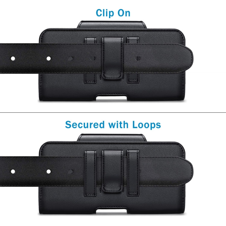 NUOKU 5.5-6.7 Inch Dual Phone Belt Clip Carrying Pouch Litchi Texture Leather Phone Case(Black) by NUOKU