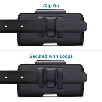 NUOKU 5.5-6.7 Inch Dual Phone Belt Clip Carrying Pouch Litchi Texture Leather Phone Case(Black) by NUOKU