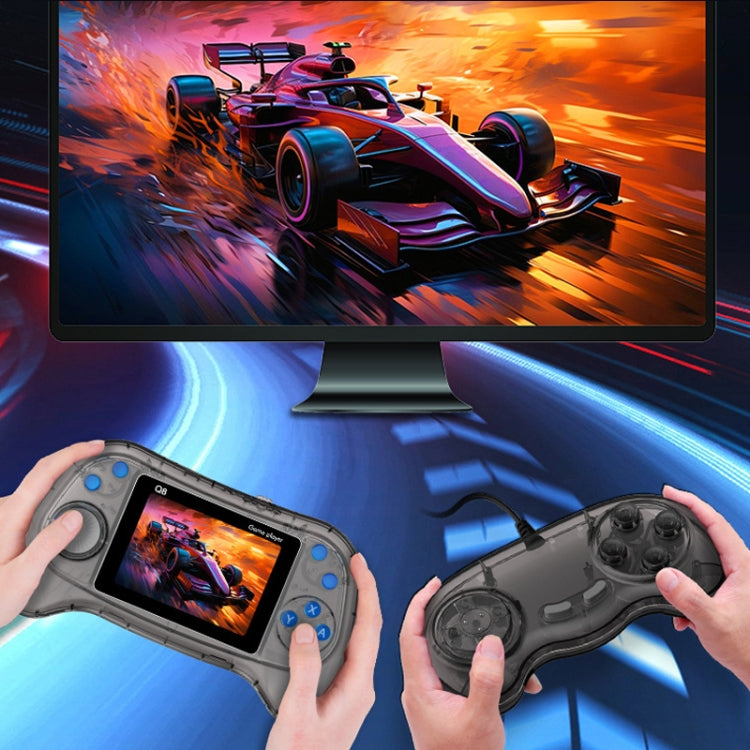Q8 Handheld Game Console 3.0 Inch Screen Support TV Connection Built In 800 Games Singles Transparent Gray by bashfashion