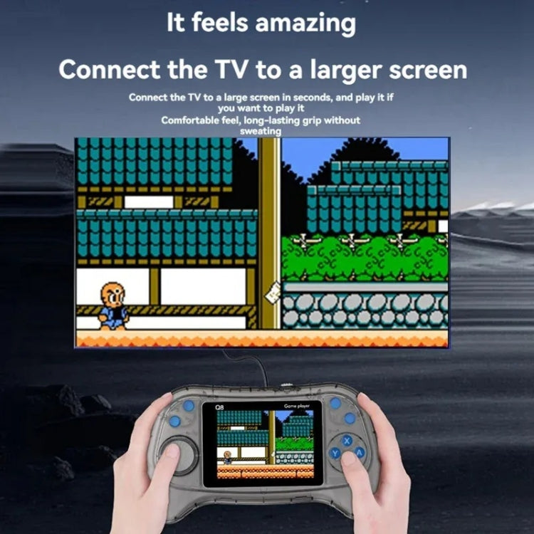 Q8 Handheld Game Console 3.0 Inch Screen Support TV Connection Built In 800 Games Singles Transparent Gray by bashfashion