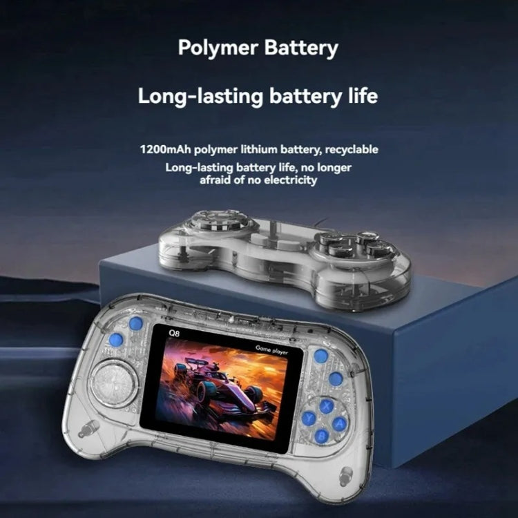 Q8 Handheld Game Console 3.0 Inch Screen Support TV Connection Built In 800 Games Singles Transparent Gray by bashfashion
