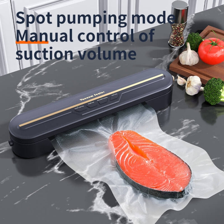 Food Vacuum Sealer Machine 60KPA Strong Suction, Small / Large Bag Modes With 10 Vacuum Bags EU Plug(Black) by bashfashion