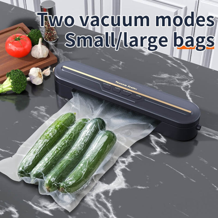 Food Vacuum Sealer Machine 60KPA Strong Suction, Small / Large Bag Modes With 10 Vacuum Bags EU Plug(Black) by bashfashion