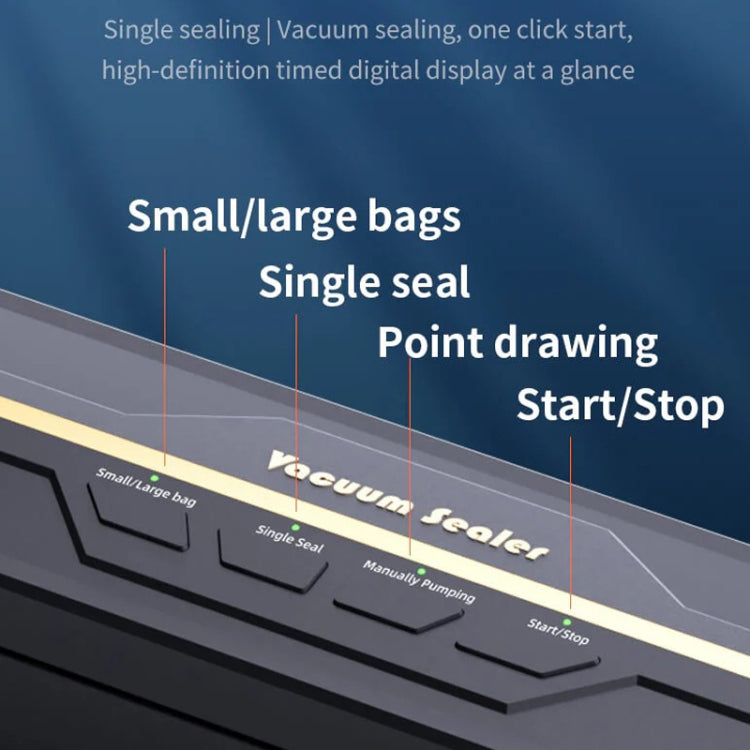 Food Vacuum Sealer Machine 60KPA Strong Suction, Small / Large Bag Modes With 10 Vacuum Bags EU Plug(Black) by bashfashion