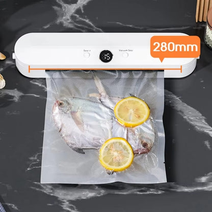 Food Vacuum Sealer Machine 60KPA Suction, Single / Vacuum Seal Modes With 10 Vacuum Bags EU Plug(White) by bashfashion