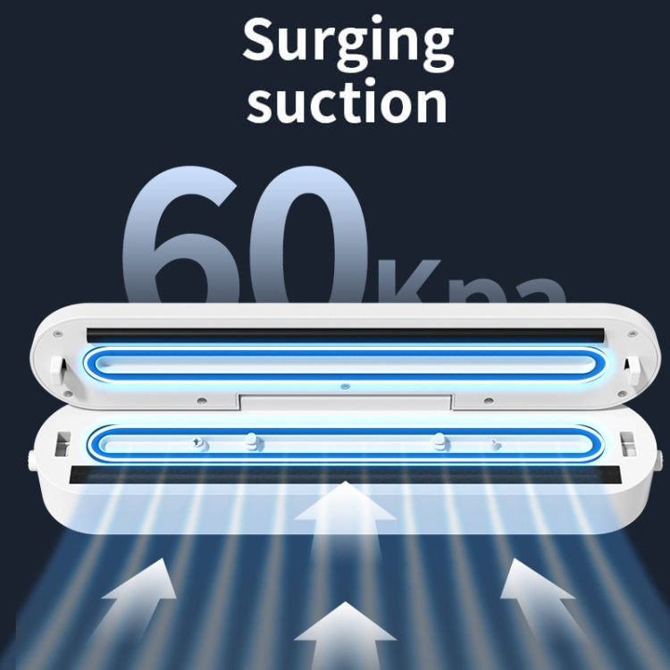 Food Vacuum Sealer Machine 60KPA Suction, Single / Vacuum Seal Modes With 10 Vacuum Bags EU Plug(White) by bashfashion