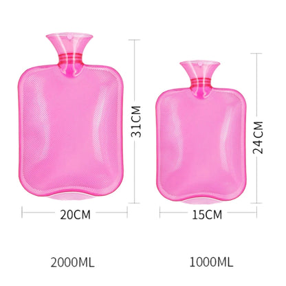 Clear PVC Thick Warm Water Bag Hand Warmer Girls Pocket Warmer Hot Water Bag, Color: 2000ml Pink by bashfashion