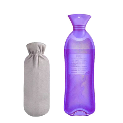 Long Strip Hot Water Bag PVC Explosion-proof Rubber Warm Water Bag Girls Winter Bed Warmer, Color: 1000ml Purple+Grey Cover by bashfashion