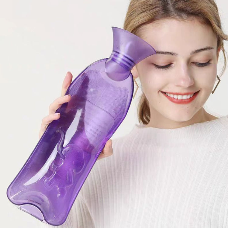 Long Strip Hot Water Bag PVC Explosion-proof Rubber Warm Water Bag Girls Winter Bed Warmer, Color: 1000ml Purple+Grey Cover by bashfashion