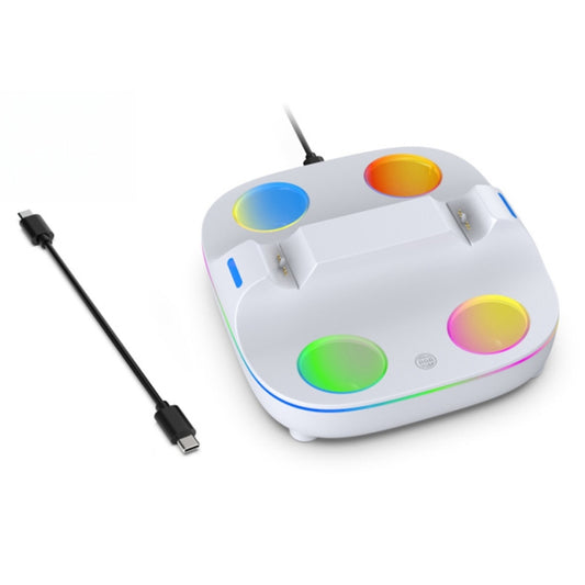 For PS5 Controller Dual Charger Charging Stand Docking Station With RGB Ambient Light(White) by bashfashion