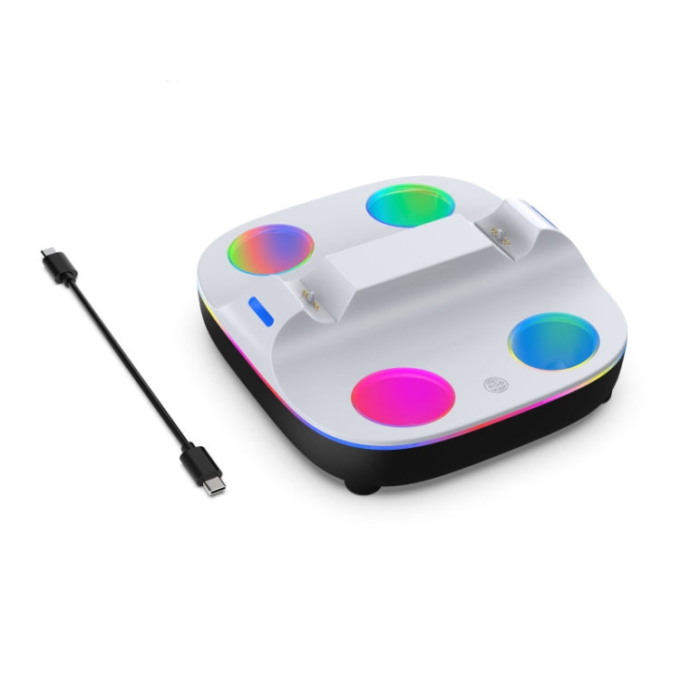 For PS5 Controller Dual Charger Charging Stand Docking Station With RGB Ambient Light(White Black) by bashfashion