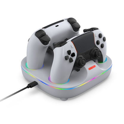 For PS5 Controller Dual Charger Charging Stand Docking Station With RGB Ambient Light(White Black) by bashfashion