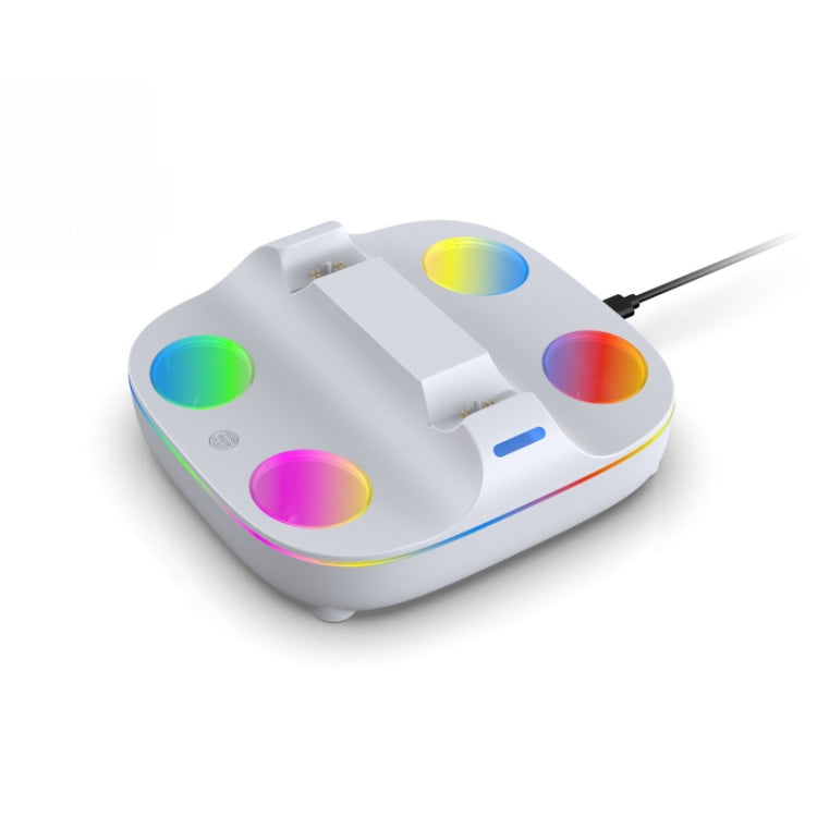 For PS5 Controller Dual Charger Charging Stand Docking Station With RGB Ambient Light(White) by bashfashion