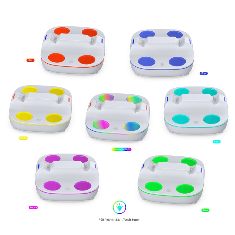 For PS5 Controller Dual Charger Charging Stand Docking Station With RGB Ambient Light(White) by bashfashion