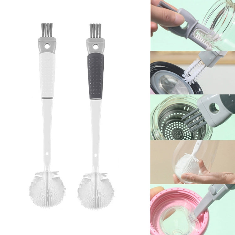 Multifunction Bottle Brush Long Handle Household Cup Washing Kettle Kitchen Cleaning Brush(White) by bashfashion