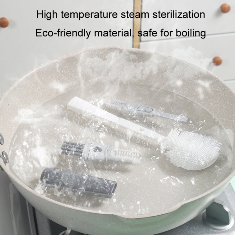 Multifunction Bottle Brush Long Handle Household Cup Washing Kettle Kitchen Cleaning Brush(Dark Grey) by bashfashion