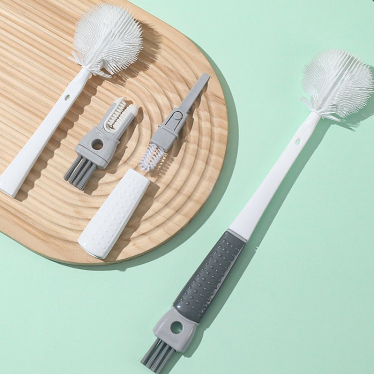 Multifunction Bottle Brush Long Handle Household Cup Washing Kettle Kitchen Cleaning Brush(Dark Grey) by bashfashion