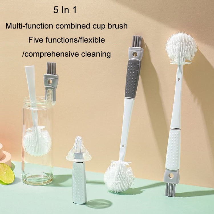 Multifunction Bottle Brush Long Handle Household Cup Washing Kettle Kitchen Cleaning Brush(White) by bashfashion