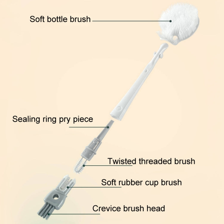 Multifunction Bottle Brush Long Handle Household Cup Washing Kettle Kitchen Cleaning Brush(Dark Grey) by bashfashion