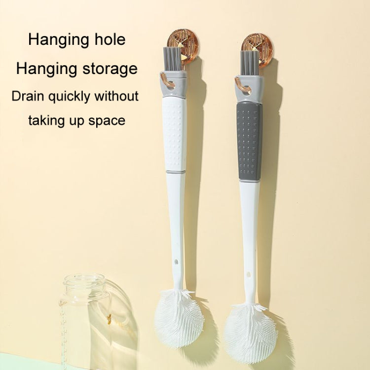 Multifunction Bottle Brush Long Handle Household Cup Washing Kettle Kitchen Cleaning Brush(White) by bashfashion