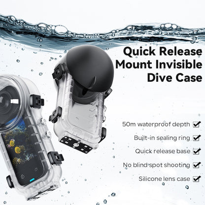 For Insta360 X4 aMagisn 50m Depth Waterproof Protective Case Quick Release Invisible Diving Cover by aMagisn