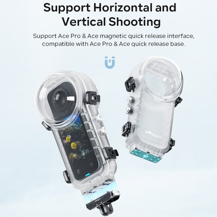 For Insta360 X4 aMagisn 50m Depth Waterproof Protective Case Quick Release Invisible Diving Cover by aMagisn
