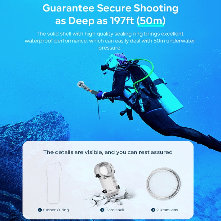 For Insta360 X4 aMagisn 50m Depth Waterproof Protective Case Quick Release Invisible Diving Cover by aMagisn