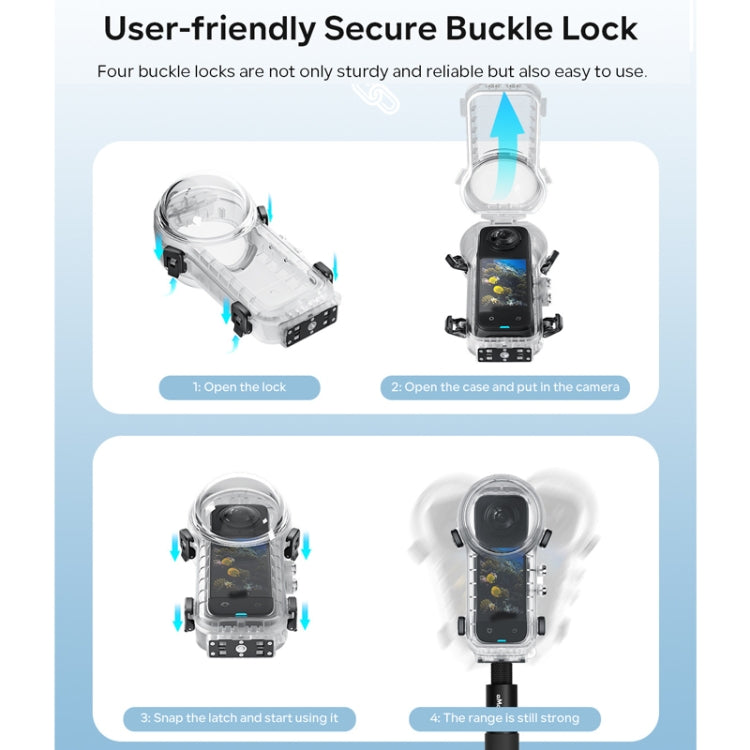 For Insta360 X4 aMagisn 50m Depth Waterproof Protective Case Quick Release Invisible Diving Cover by aMagisn