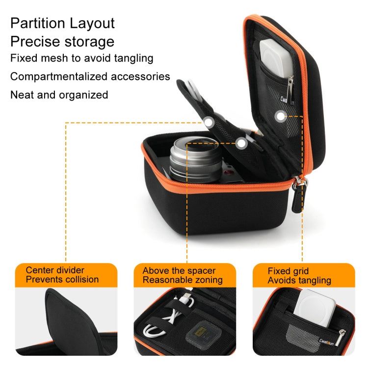 Cwatcun D156 Large Portable Storage Bag Small Microslice Hard Shell Camera Bag(Black) by Cwatcun