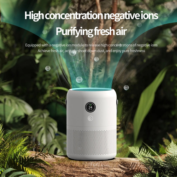 HX830 Smart Digital Display UV Ultraviolet Sterilization Desktop Negative Ion Air Purifier(White) by bashfashion