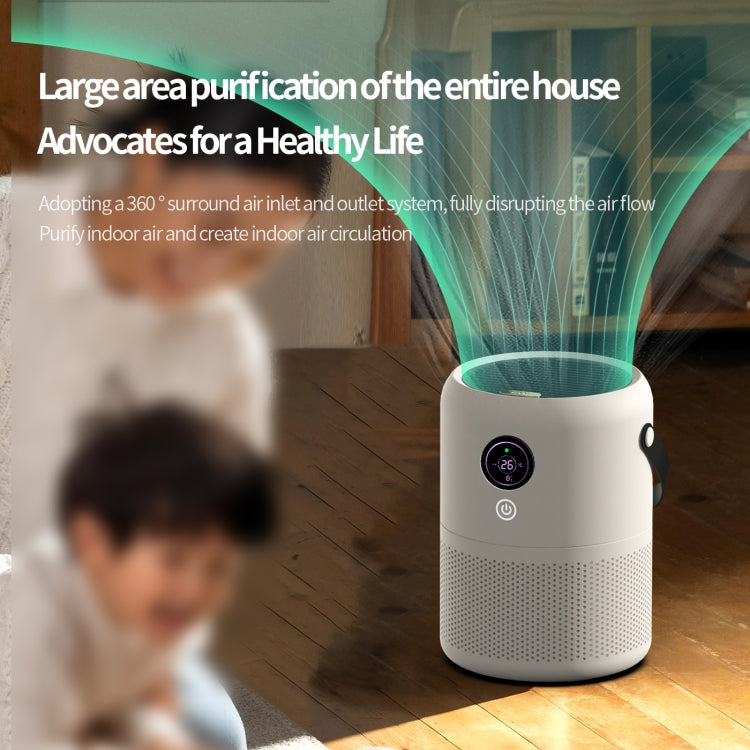 HX830 Smart Digital Display UV Ultraviolet Sterilization Desktop Negative Ion Air Purifier(White) by bashfashion