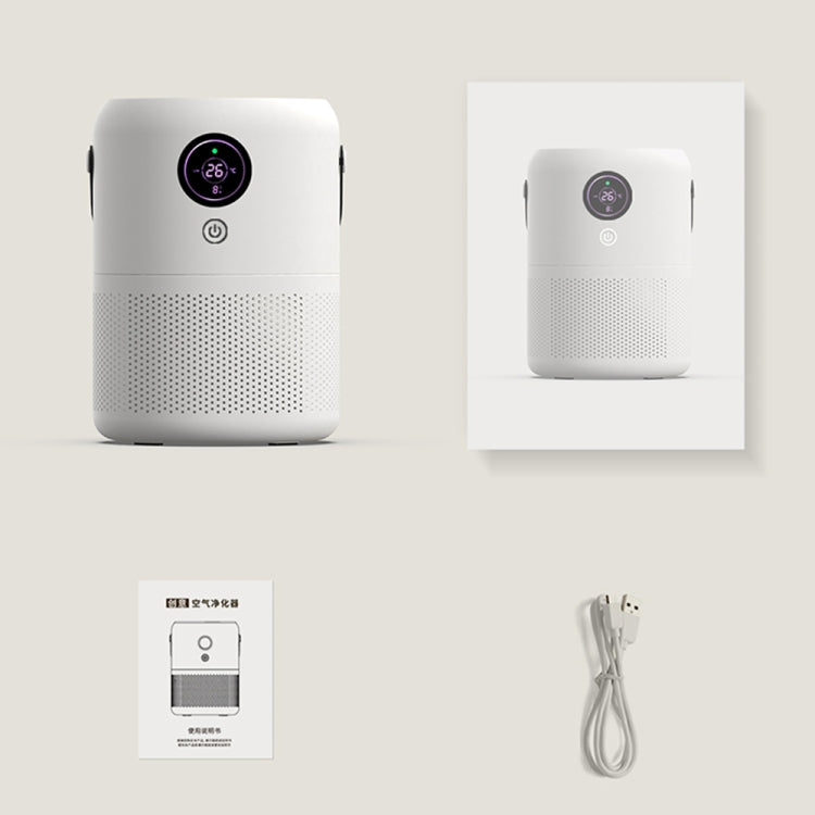 HX830 Smart Digital Display UV Ultraviolet Sterilization Desktop Negative Ion Air Purifier(White) by bashfashion