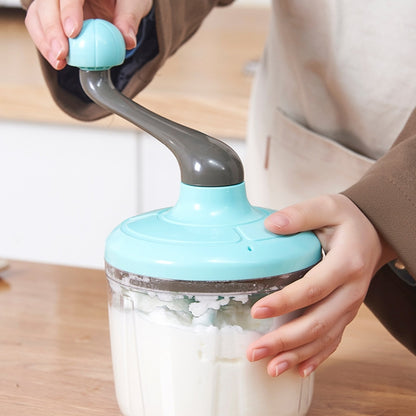 Home Baking Cream Whipper Kitchen Semi-Automatic Hand Egg Whisk Mixing Stick(Blue) by bashfashion