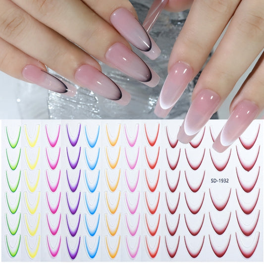 SD-1931 Line Nail Art Stickers Self-Adhesive Gradient Color French Manicure Stickers DIY Nail Tips Decals by bashfashion