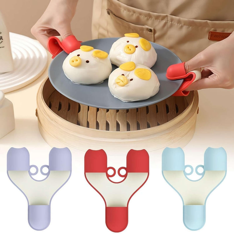 2pcs /Pack Silicone 3-Finger Anti-Scalding Clip Heat Resistant Gloves Bowl Dish Lifter(Red) by bashfashion