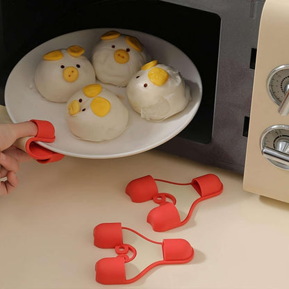 2pcs /Pack Silicone 3-Finger Anti-Scalding Clip Heat Resistant Gloves Bowl Dish Lifter(Purple) by bashfashion