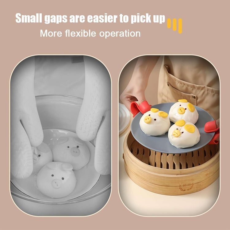 2pcs /Pack Silicone 3-Finger Anti-Scalding Clip Heat Resistant Gloves Bowl Dish Lifter(Blue) by bashfashion