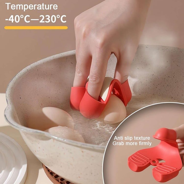 2pcs /Pack Silicone 3-Finger Anti-Scalding Clip Heat Resistant Gloves Bowl Dish Lifter(Red) by bashfashion