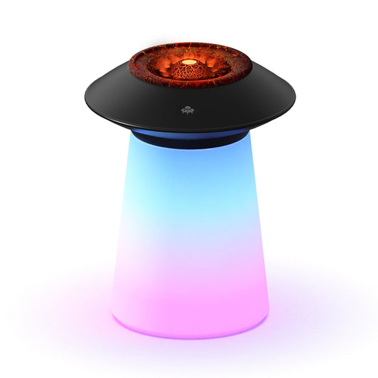 HX126 Sound Pickup RGB Light Volcano Humidifier Simulated Flame Aromatherapy Machine, Color: Black by bashfashion