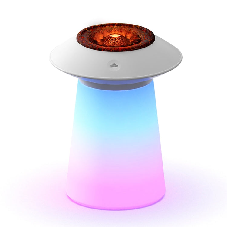HX126 Sound Pickup RGB Light Volcano Humidifier Simulated Flame Aromatherapy Machine, Color: White by bashfashion