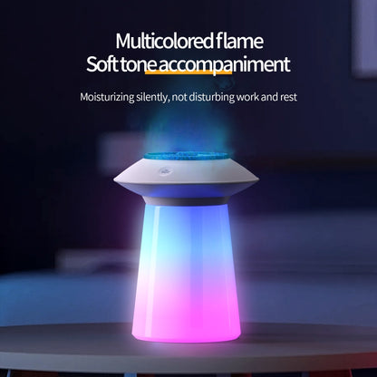 HX126 Sound Pickup RGB Light Volcano Humidifier Simulated Flame Aromatherapy Machine, Color: Black by bashfashion