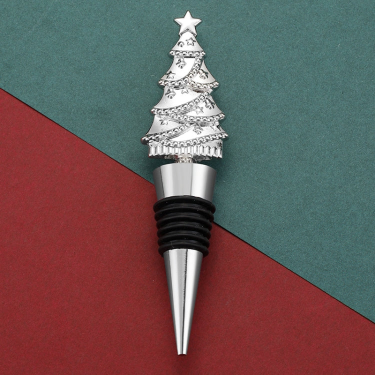Christmas Tree Wine Champagne Sealing Stopper Home Fresh Christmas Party Wine Bottle Corks(Silver) by bashfashion