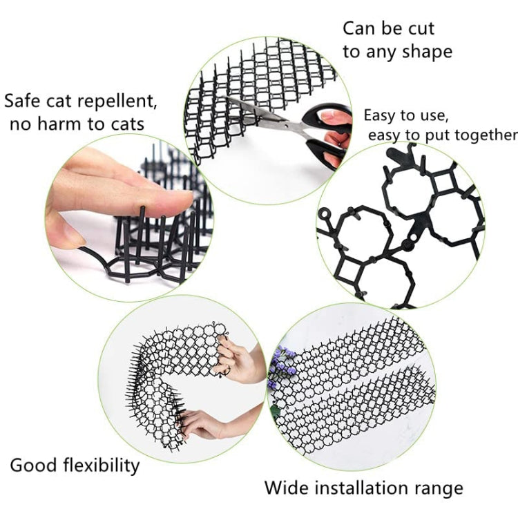 12pcs / Box Anti-Cats Barbed Spike Net Mat Sofas Gate Garden Cats Repellent Tool, Style: Without Screw(Black) by bashfashion
