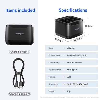 For GoPro HERO13 Black AMagisn Battery Charger Charging Seat by aMagisn