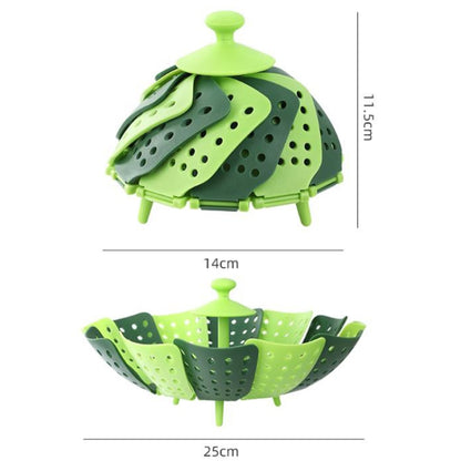 Household Foldable Plastic Lotus Steamer Kitchen Drainage Vegetable Storage Basket(Green) by bashfashion