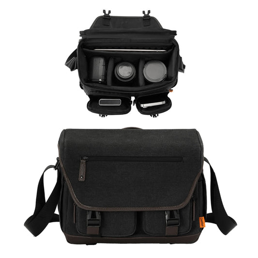 Cwatcun D142 Vintage Camera Bag Shoulder Messenger Bag Camera Digital Storage Bag, Color: Medium Black by Cwatcun