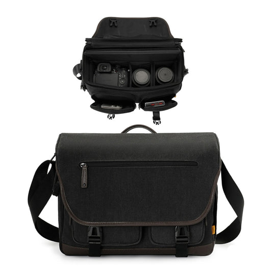 Cwatcun D142 Vintage Camera Bag Shoulder Messenger Bag Camera Digital Storage Bag, Color: Large Black by Cwatcun