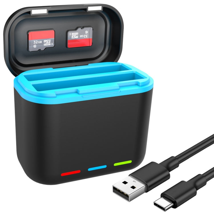 For Insta360 X3 Battery Charger Dual Battery Storage Charging Case(Black) by bashfashion