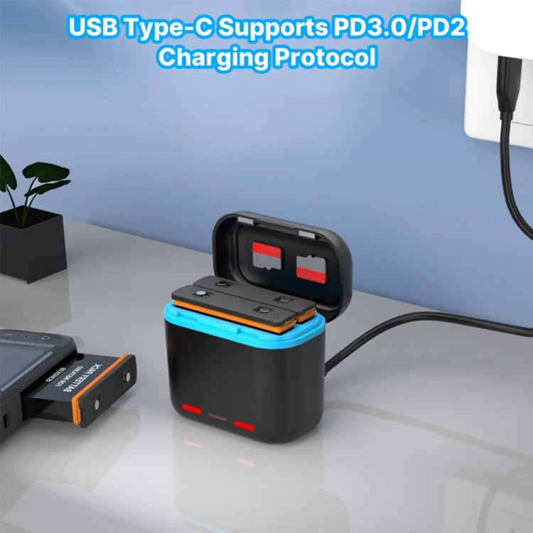 For Insta360 X3 Battery Charger Dual Battery Storage Charging Case(Black) by bashfashion