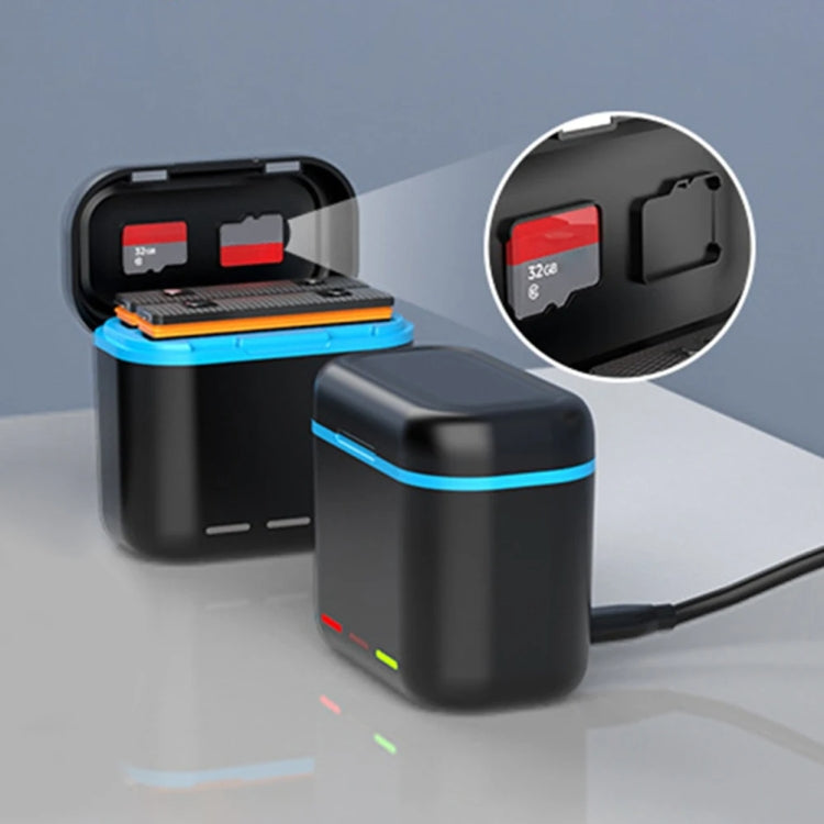 For Insta360 X3 Battery Charger Dual Battery Storage Charging Case(Black) by bashfashion